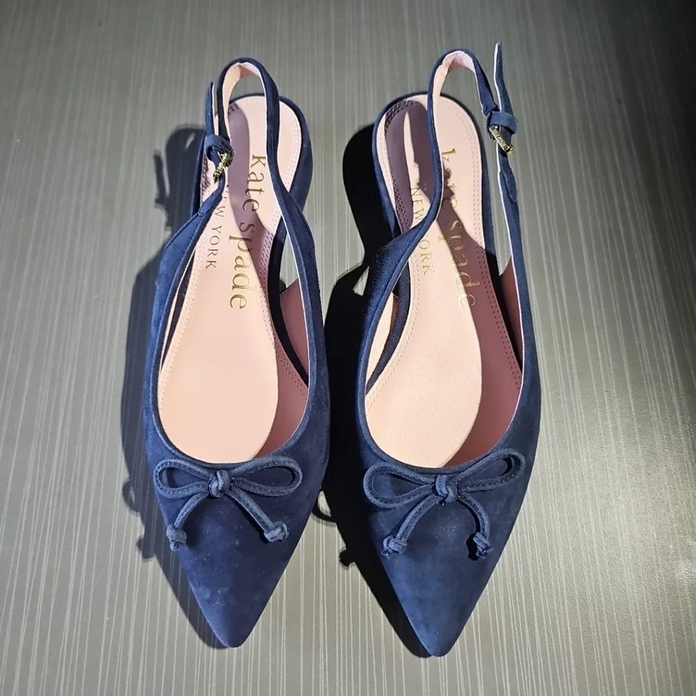 Kate Spade Veronica Suede Navy Flats In Size 6B Excellent Pre-Owned Condition‎